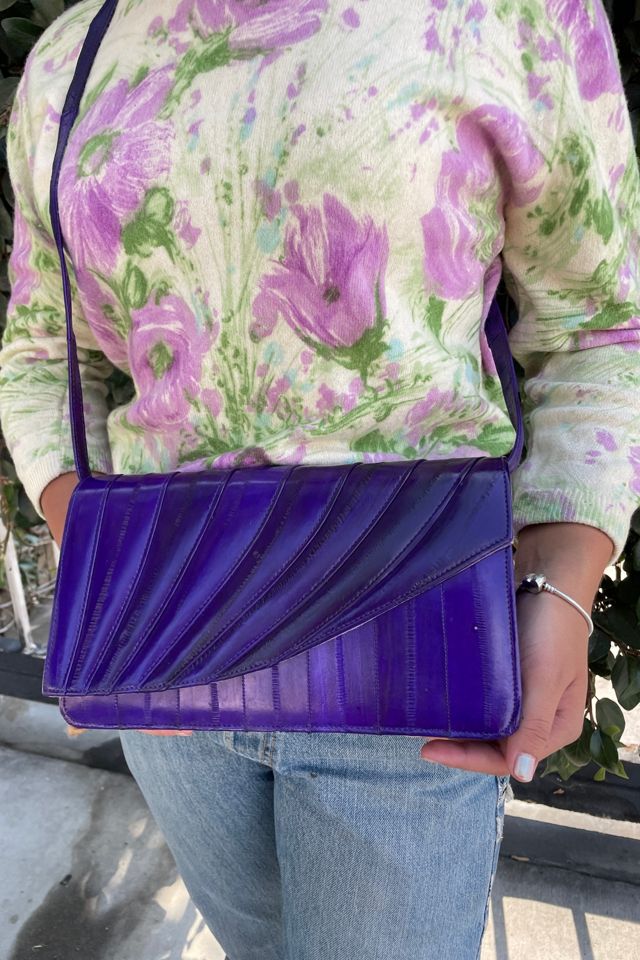 Vintage 1980's Asymmetrical Purple Eel Bag with Accessories Selected by FernMercantile #1