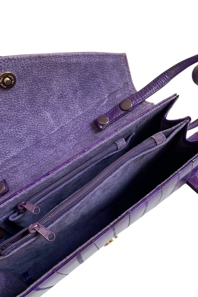 Vintage 1980's Asymmetrical Purple Eel Bag with Accessories Selected by FernMercantile #3