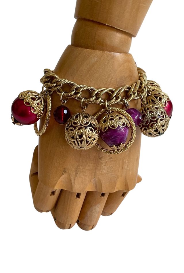 Vintage Charm Bracelet with Giant Iridescent Balls Selected by FernMercantile #1