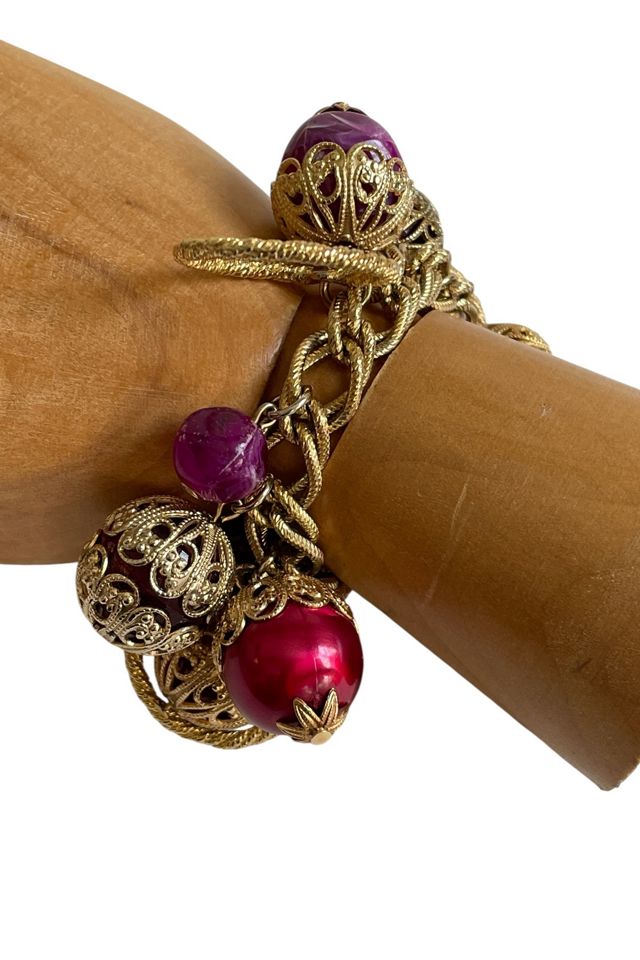 Vintage Charm Bracelet with Giant Iridescent Balls Selected by FernMercantile #2