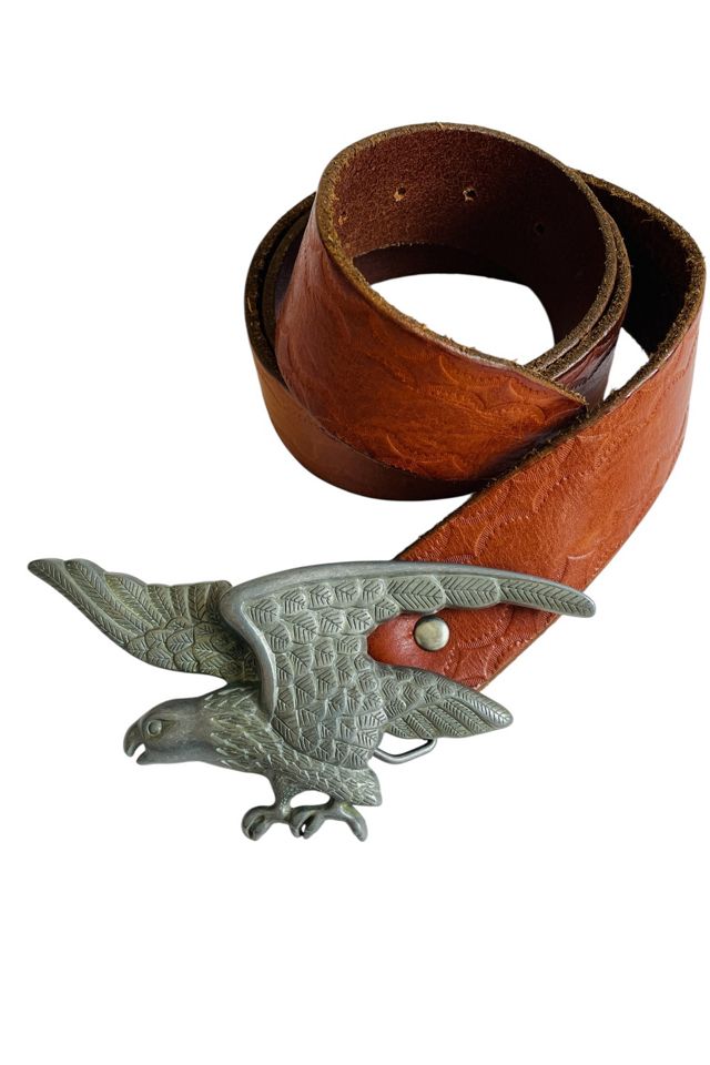 Vintage GAP Brown Leather Belt with Eagle Buckle Selected by FernMercantile #1