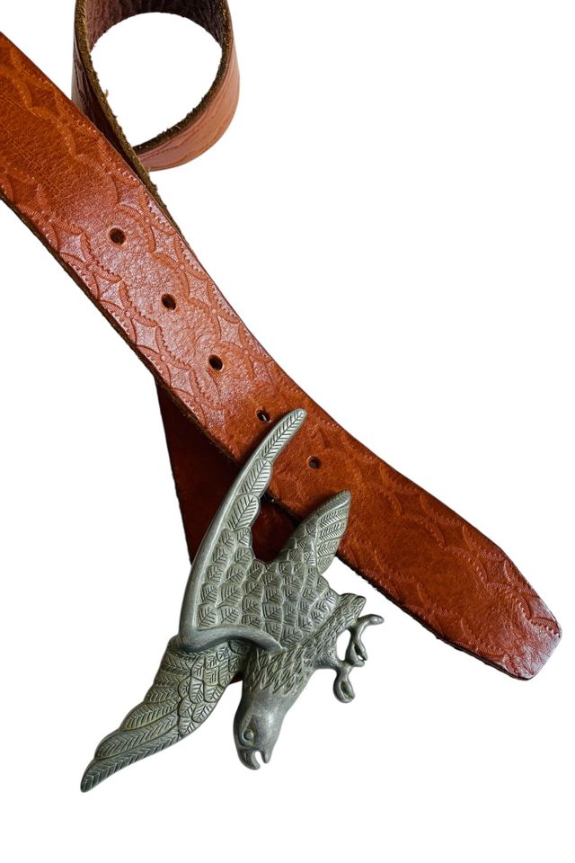 Vintage GAP Brown Leather Belt with Eagle Buckle Selected by FernMercantile #2