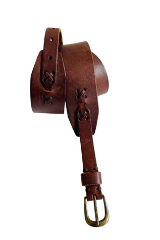 Vintage Brown Laced Leather Belt Selected by FernMercantile