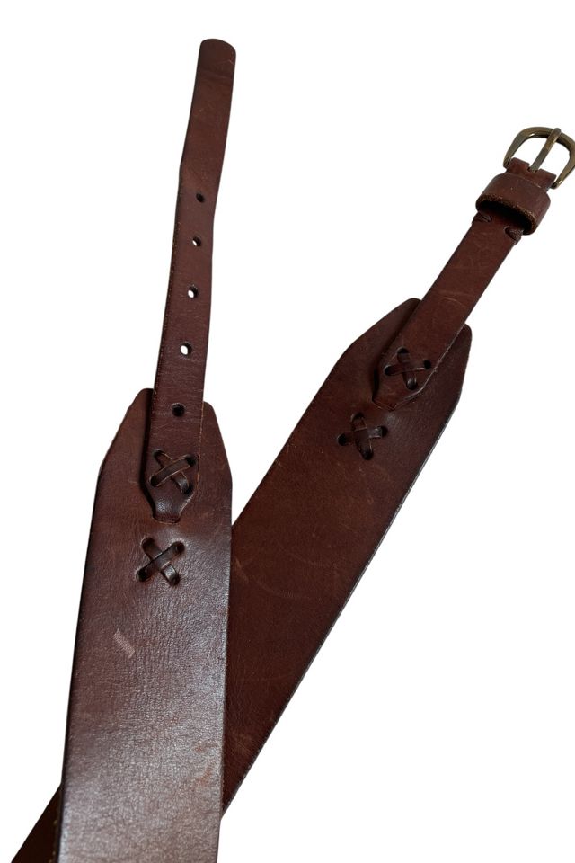Vintage Brown Laced Leather Belt Selected by FernMercantile #1