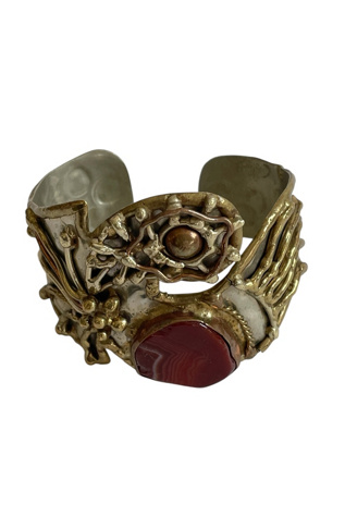 Vintage Bruatalis Cuff with Red Agate Selected by FernMercantile