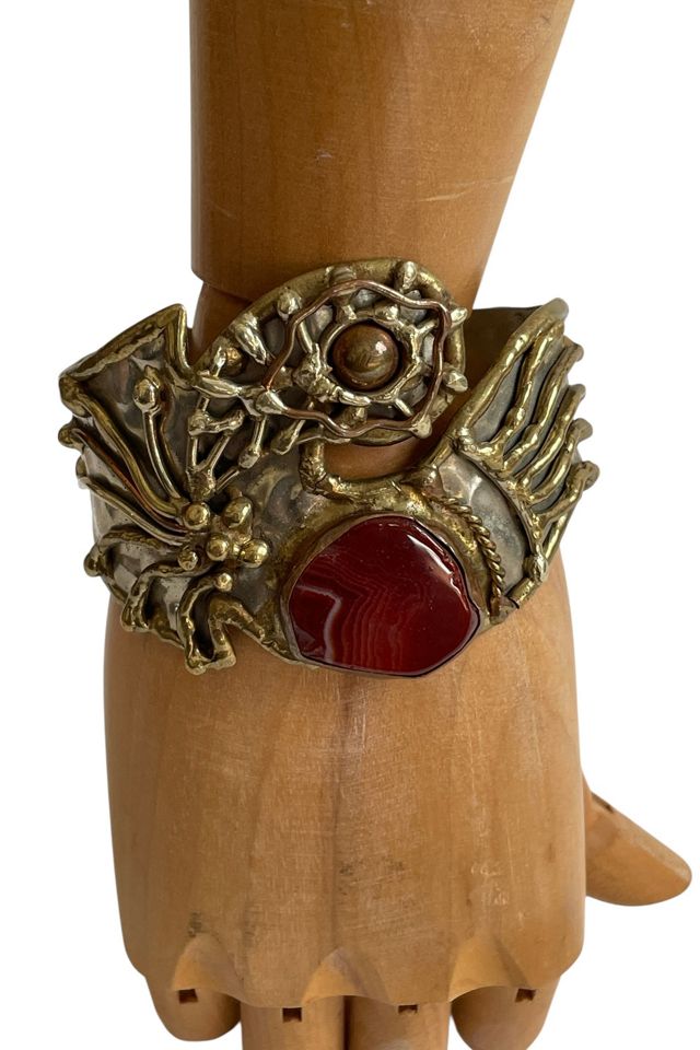 Vintage Bruatalis Cuff with Red Agate Selected by FernMercantile #1