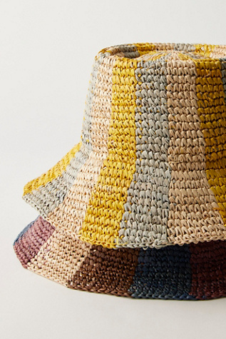 Bailey Straw Hat at Free People in Yellow/Blue