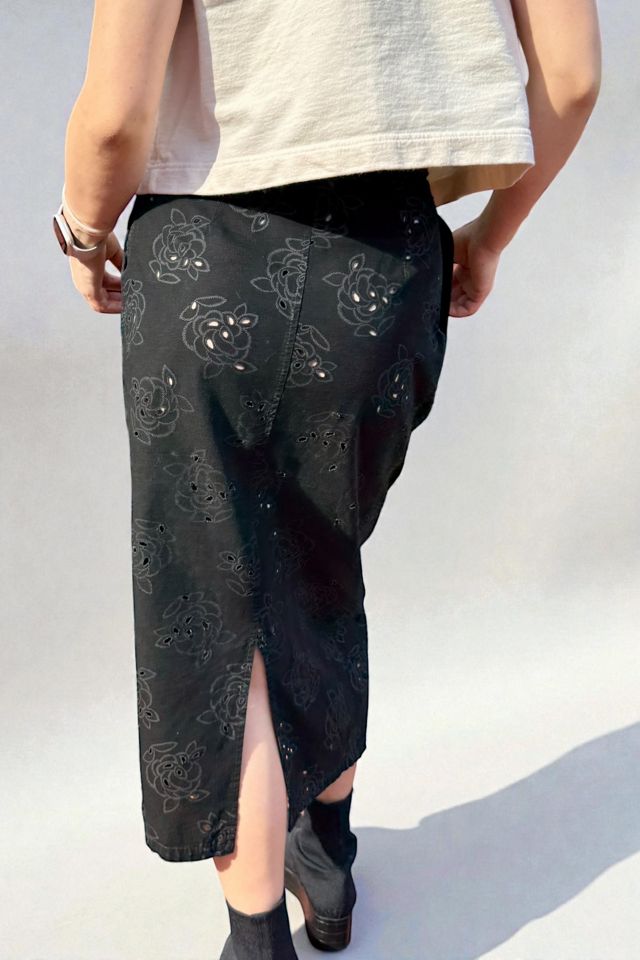 1980s Benetton Cotton Eyelet Pencil Midi Skirt Selected by Personal Choice #1