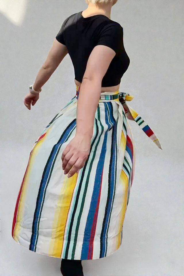 Striped Skirt with Attached Waist Tie Sash Selected by Personal Choice #1