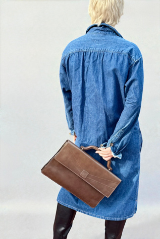 1970s Anne Klein Lion Logo Leather Briefcase Selected by Personal Choice