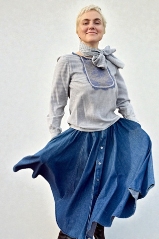 1980s Full Denim Dirndle Skirt Selected by Personal Choice