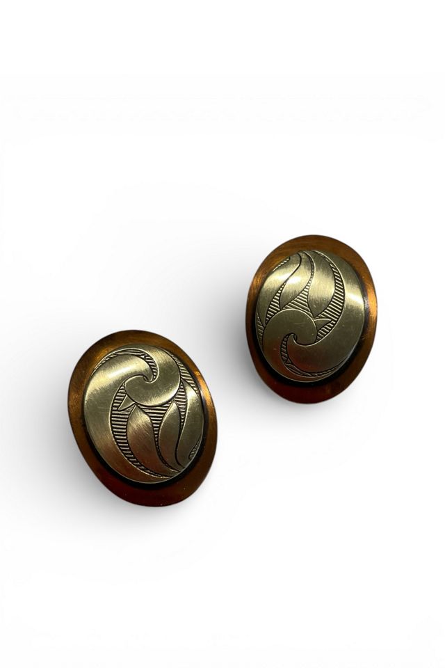 Vintage Brass And Copper Earrings Selected By Ankh By Racquel #3