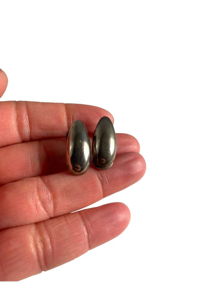Vintage Oval Shaped Silver Earrings Selected By Ankh By Racquel #3