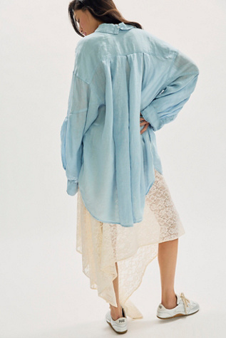 Женская рубашка Free People Selene Button Down Linen, цвет: Ледяной — фото 5