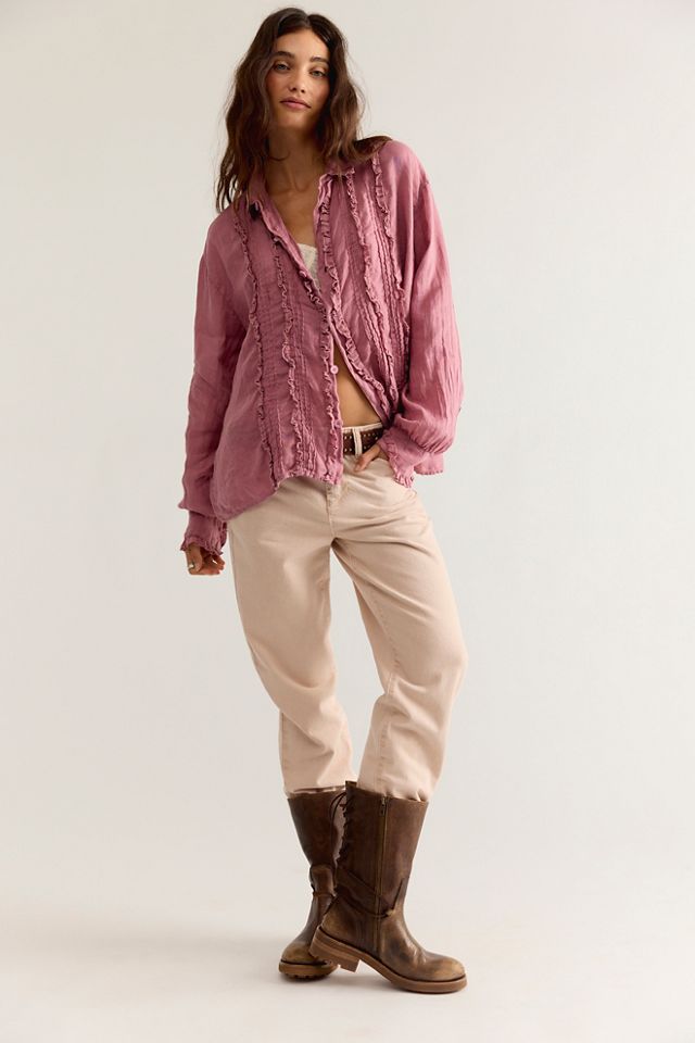 Tuxedo Linen Button Down Top #2