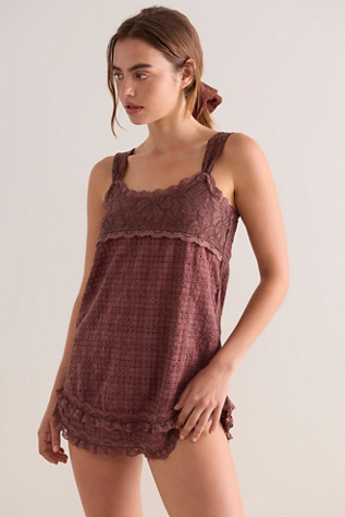 Dream Haze Embroidered Nightie by Intimately at Free People in Brown, Size: XS