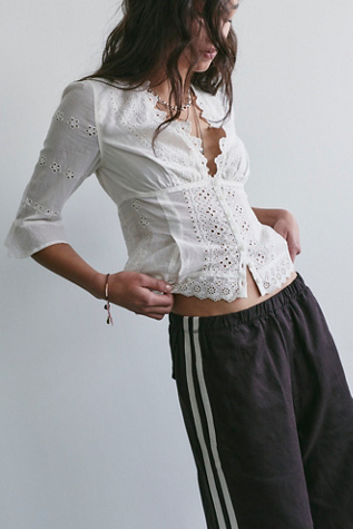 Salone Eyelet Top at Free People in Clean Ivory, Size: Small