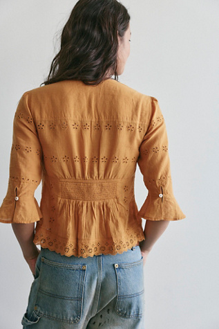 Женский топ Free People Salone Eyelet Top, цвет: Bronzer — фото 2