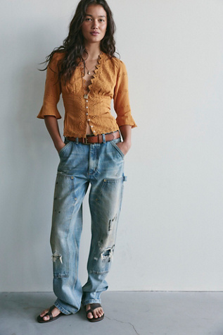 Женский топ Free People Salone Eyelet Top, цвет: Bronzer — фото 4