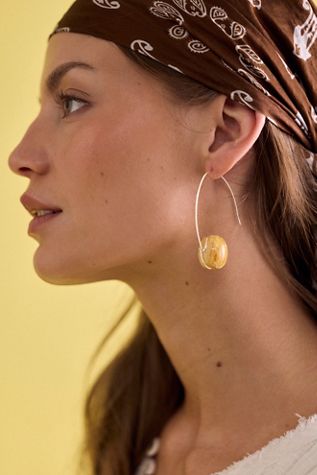 Les Beads Ambelau Silver And Amber Earrings