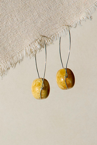 Les Beads Ambelau Silver And Amber Earrings