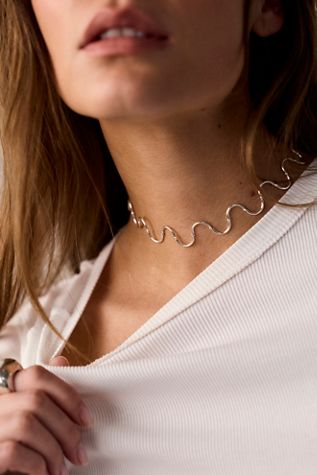 Les Beads Spires Silver Clear Choker