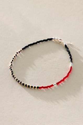 Les Beads Sabtag Asymmetric Silver Anklet