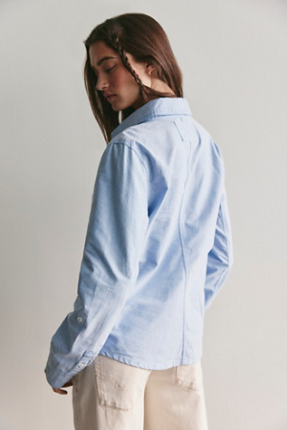 Женский топ We The Free Benny Slim Oxford Button-Down, цвет: Синий комбинированный — фото 2