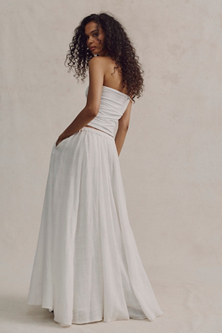 Ives Solid Maxi Skirt at Free People in Ivory, Size: Medium