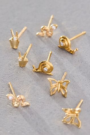 Maura Green Gold Stud Earrings