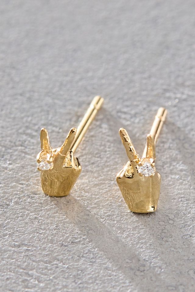 Maura Green Gold Stud Earrings #1