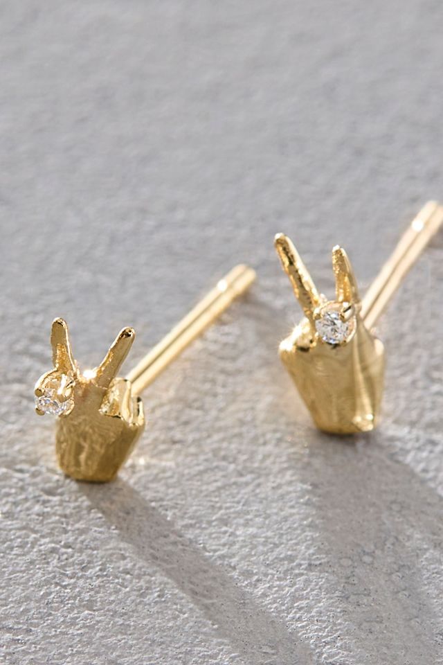 Maura Green Gold Stud Earrings #2