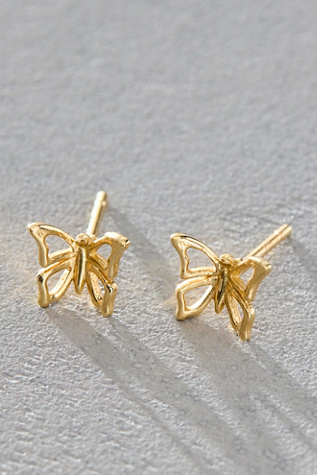 Maura Green Gold Stud Earrings at Free People in Yellow