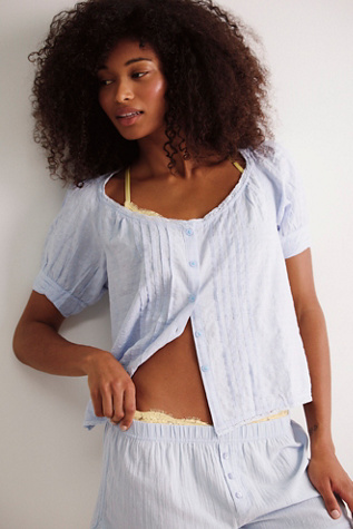 On Repeat Lounge Top by Intimately at Free People in Blue, Size: M
