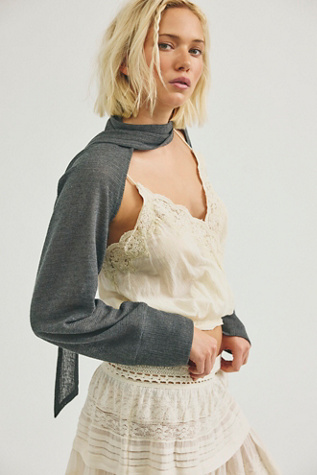Sol Scarf Bolero Top by Free People in Grey