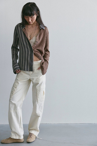 Женский топ We The Free Benny Slim Plaid Button-Down, цвет: Коричневый комбинированный — фото 4