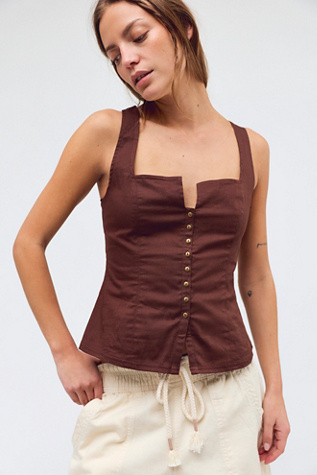 Mia Tank Top by Free People in Brown, Size: XL