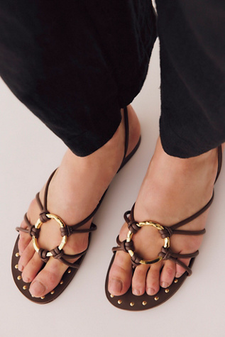 Avelina Wrap Sandals by Vicenza at Free People in Chocolate, Size: EU 40