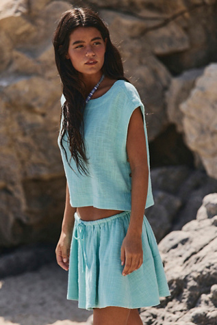Skye Mini Skirt Set by free-est at Free People in Blue, Size: XL