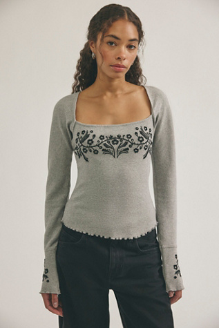 Olivia Long-Sleeve Top by Free People in Grey, Size: XS