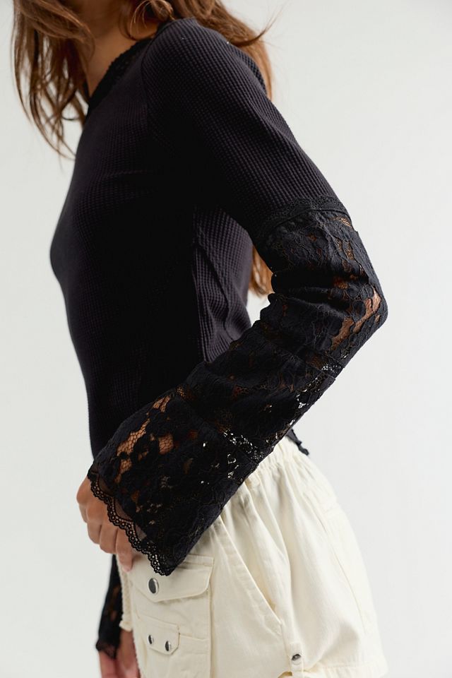 Amber Lace Cuff Long Sleeve Top #2