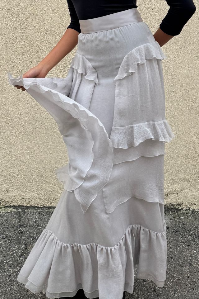 Chanel Grey Silk Chiffon Ruffled Skirt Selected by The Curatorial Dept. #1