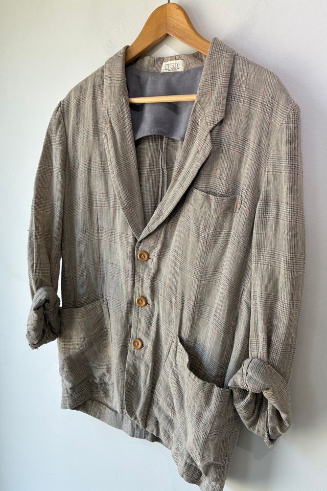 Matsuda Grey Plaid Linen Blazer Selected by The Curatorial Dept. #1
