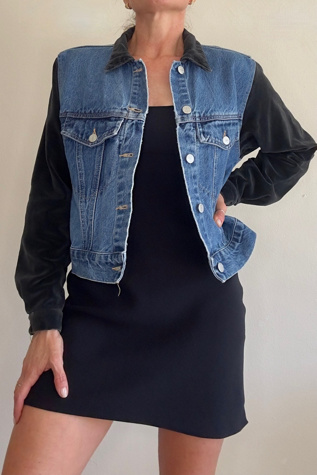 1990's Two Tone Velvet Jean Crop Jacket Selected by Picky Jane