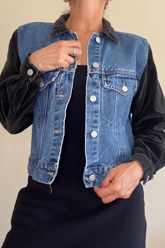 1990's Two Tone Velvet Jean Crop Jacket Selected by Picky Jane #1