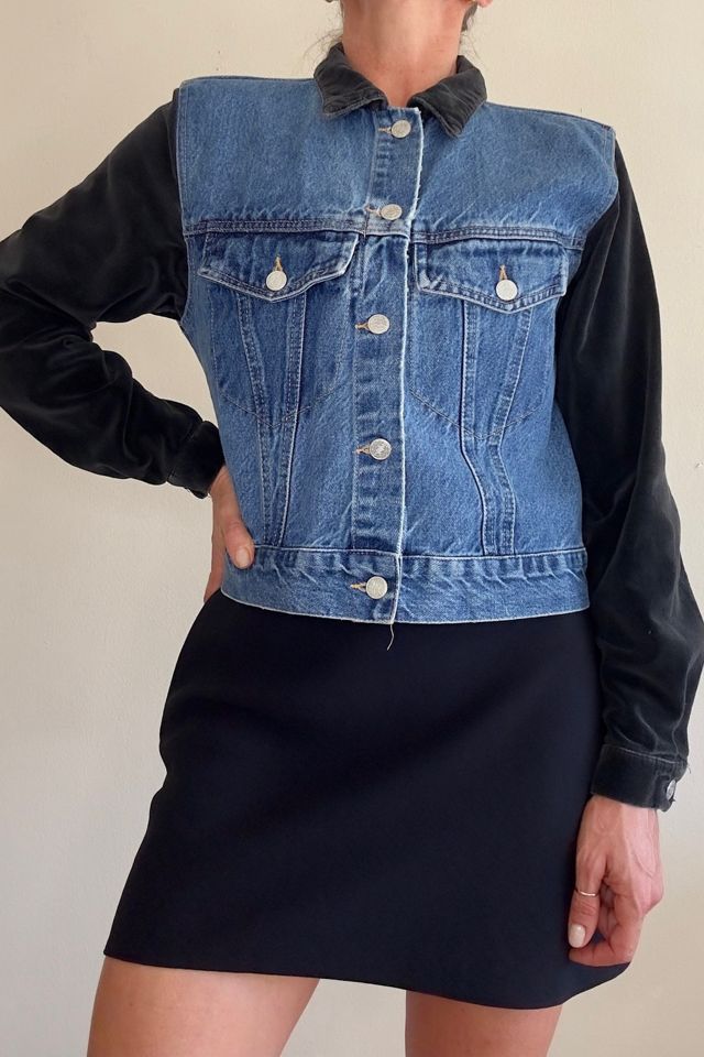 1990's Two Tone Velvet Jean Crop Jacket Selected by Picky Jane #2