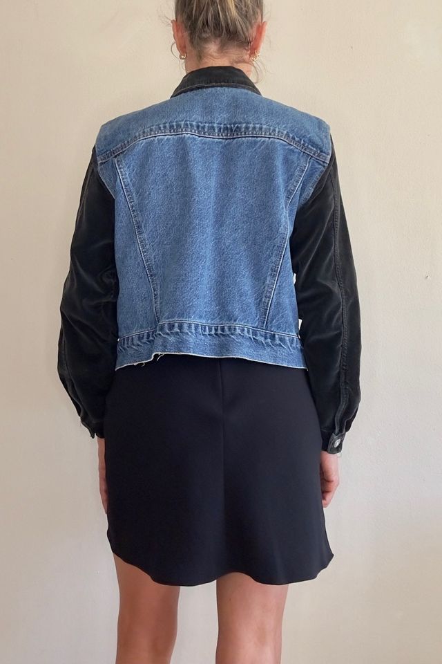 1990's Two Tone Velvet Jean Crop Jacket Selected by Picky Jane #3