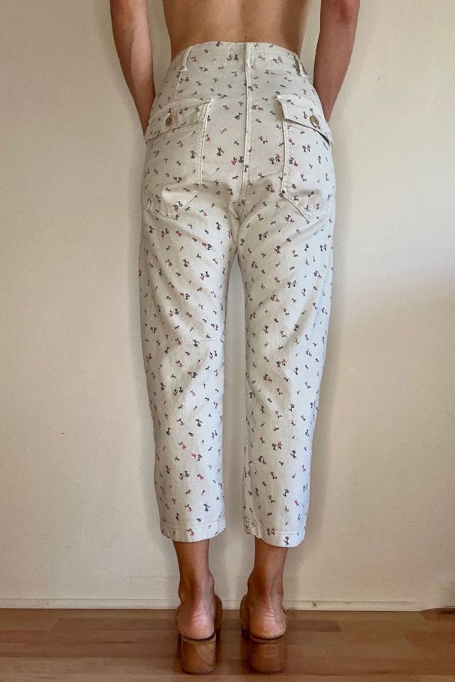 Baggy Cotton Crop Flower Bud Work Pants Selected by Picky Jane #1