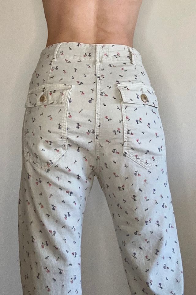 Baggy Cotton Crop Flower Bud Work Pants Selected by Picky Jane #2