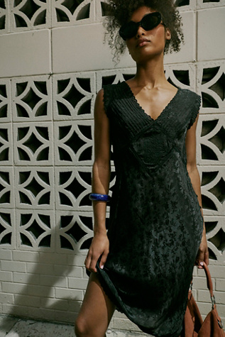 Me With You Satin Midi Slip Dress by Intimately at Free People in Black, Size: S